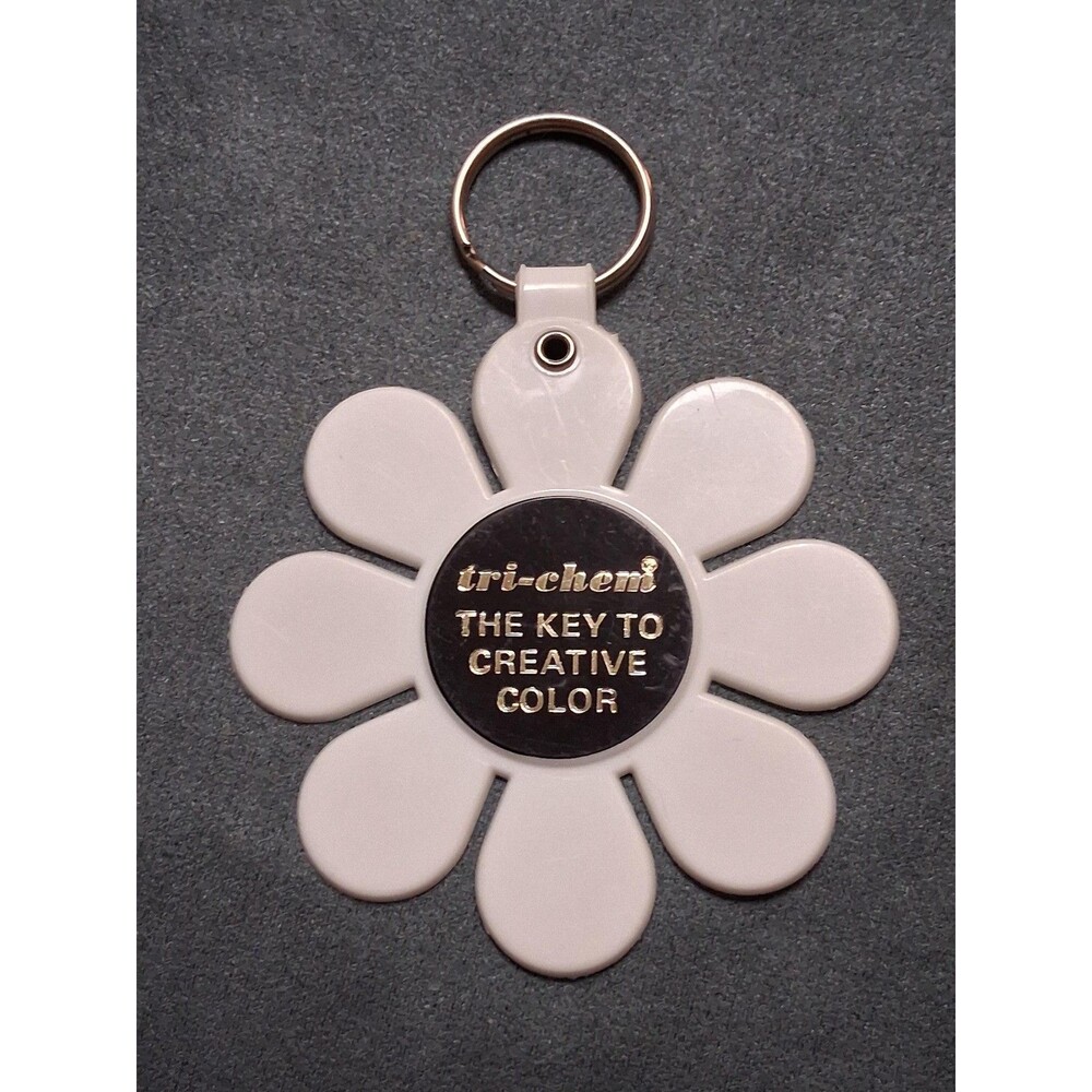 Vintage Tri-Chem Paint Ad Keychain The Key To Creative Color Daisy Flower